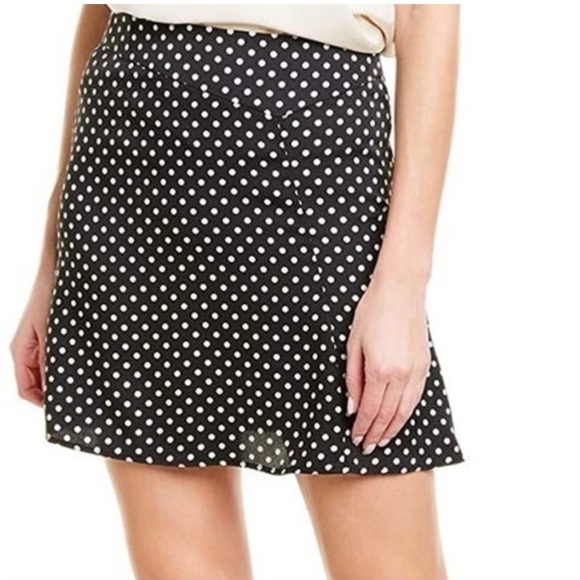 BCBGMAXAZRIA Black White Polka Dot Mini Skirt Size 12 - Picture 2 of 7